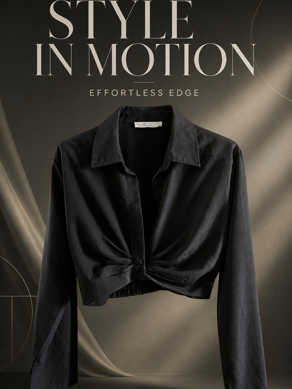 OAK + FORT Black Cropped Button-Down Blouse